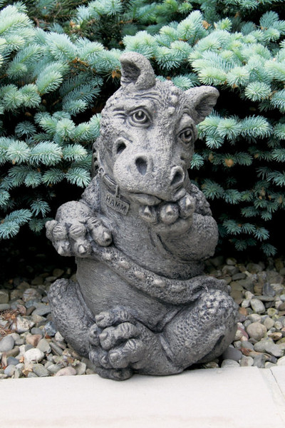 Cute Lil Hamm Dragon Sculpture Cement Whimsical Garden Art
